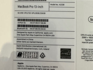 MacBook Pro 13 M2 256gb Silver Sigilat Original Garantie Model European Tastatura Standart  QWERTY foto 4