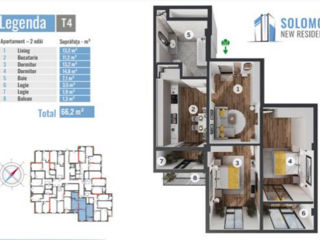 Apartament cu 2 camere, 64 m², Botanica, Chișinău foto 2