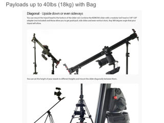 Konova K2 camera slider kit 100cm / Legs/ Bag - Excellent condition foto 7