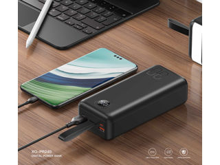 Încărcător rapid digital XO PR240 USB-C 20W/USB-A 22,5W 30000mAh (cu lumină LED)