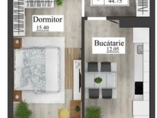 Apartament cu 1 cameră, 46 m², Buiucani, Chișinău foto 2