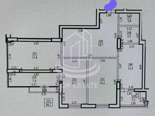 Apartament cu 3 camere, 91 m², Buiucani, Chișinău foto 2