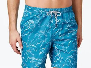 Michael Kors Men's Palm Print Swim Trunks Rhone Blue Logo Size XL New foto 2