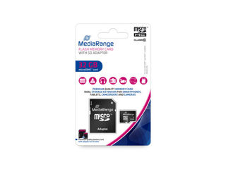 MediaRange microSDHC memory card, Class 10, with SD adapter, 32GB foto 1