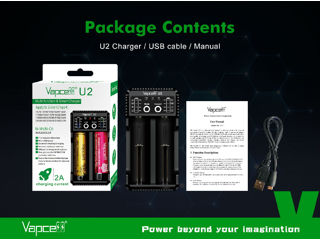 Vapcell U2 - încărcător universal pentru 2 baterii NiMH/Ni-Cd/Li-ion/LiFePO4 cu curent selectabil și foto 6