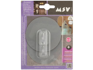 Крючки Самоклеющиеся Msv 2Шт Круг 8Cm, Св-Сер, Пластик