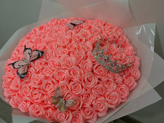 Buchet trandafiri roz/handmade  foto 0