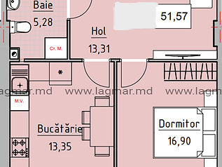 Apartament cu 1 cameră, 51 m², Poșta Veche, Chișinău foto 2