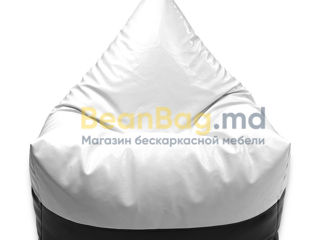 BeanBag Piramida XL din Ecopiele culoare alba foto 3