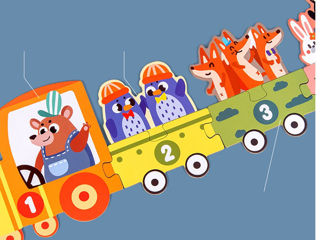 Set puzzle din lemn educative tren, animale si trafic/ развивающая деревянная игрушка монтессори foto 3