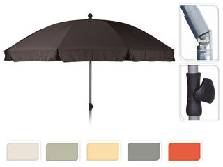 Umbrelă de soare D2.5cm, H2.65 cu picior flexibil, 10 spite, 6 culori