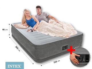 Кровать Comfort-Plush Intex 64414( 152х203х46 см ) со встроенным насосом 220В foto 7