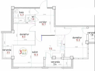 Apartament cu 3 camere, 66 m², Centru, Sîngerei