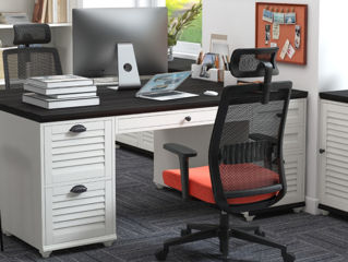 Scaun de birou ergonomic cu spătar și suport lombar și tetieră foto 2