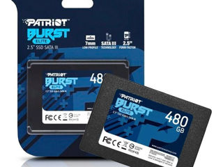 2.5' SSD 480GB Patriot Burst Elite, SATAIII, 450/320 MB/s, CCД