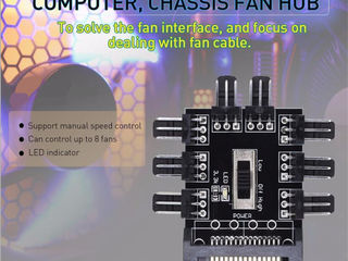 ID-177 - Splitter Cooler PWM Cooling Fan Hub PC Computer SATA 1 to 8 3PIN 12V Socket PCB Adapter foto 2