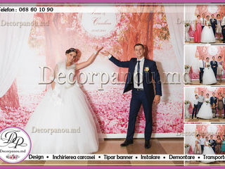 Decor panou , fotobaner , fotozona , accesoriu nunta , decoratiune cumetrie , fotopanou aniversare foto 8