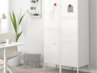Dulap pentru depozitare în birou cu uși IKEA, alb, design original