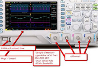 Осциллографы цифровые. Digital oscilloscop 2-4-6-8 Channels, 25- 50- 70-100-200MHz. foto 10