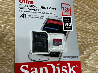SanDisk Ultra microSDXC UHS-I card cu adapter 128gb A1 140MB/s foto 1