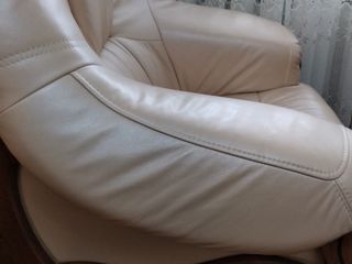 Canapea din lemn cu piele naturală italiană(se desface pentru dormit) + fotoliu de la ergolemn foto 7