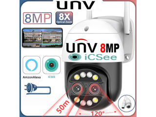 8MP Camera IP 2in1 WiFi 4k UNV 8x Zoom, Robot: mic., sirena, dinamic livrare toata Moldova foto 1