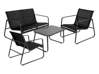 Комплект Мебели 4Ед: Стол, 2 Кресла, Скамья / Металл, Стекло
