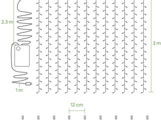 Luminițe de tip perdea 3x3m. Ghirlande / rupляндbi / Luminițe Crăciun foto 7