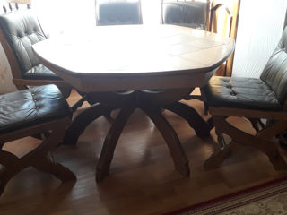 Продам раскладной стол и 6 стульев из натуральной кожи  италия foto 3
