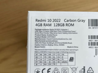 Xioami Redmi 10 2022 Carbon Gray 4GB Ram 128GB ROM Nou sigilat foto 2