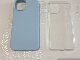Vind huse noi pentru Iphone 13 (albastra deschisa)și 11 Pro (incolora și cu margina verde) foto 1