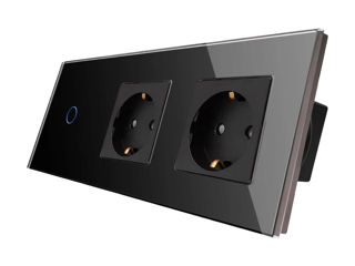 Intrerupator negru, 1 clapa + 2 prize /set wifi/neutral/16a/86x228mm/ articol g228.1wf101n&m2f-bk foto 1