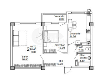 Apartament cu 2 camere, 74 m², Ciocana, Chișinău foto 2