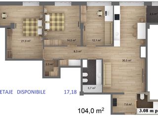 Centru, apartament 3 odai+salon, 104m2, 670euro/m2 foto 2