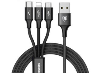 Cablu USB 3 in 1 Micro + Lightning + Type-C 3A. Livrarea gratuita in toata tara foto 1