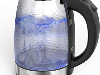 Fierbător de sticlă Haooair de 1,8 litri cu LED albastru, ceainic electric ușor de curățat foto 1