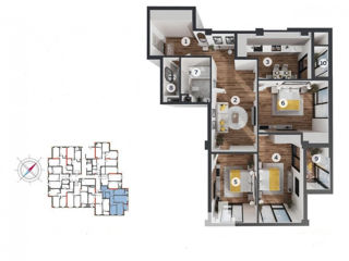 Apartament cu 3 camere, 82 m², Centru, Codru, Chișinău mun. foto 2