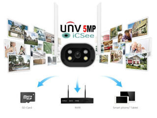 5MP 4K Bullet UNV Wi-Fi уличная камера с микрофоном Icsee слежение за телефоном в ночное время 35 м foto 3