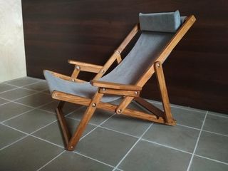 Кресло-шезлонг раскладное из натурального дерева. фото 3