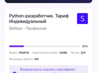 Продаю курс Python-разработчика от нуля до трудоустройства от платформы SkillBox. фото 1