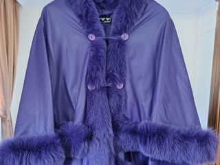 Куртка с Туникой накидкой - нарядная натуральная лайковая кожа оригинал натуральный мех foto 1