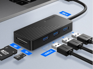 USB HUB и card reader - Ugreen 5 в 1 card reader + USB HUB + micro USB. foto 1