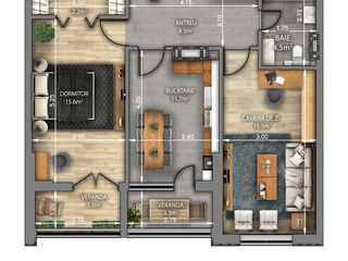 Apartament cu 2 camere, 65 m², Centru, Orhei foto 2