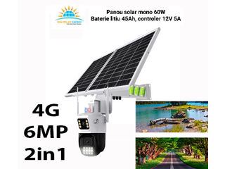 4Mp 4G Камеры видеонаблюдения IP WiFi solar 30W autonoma 30Ah 160 ore fara soare foto 2