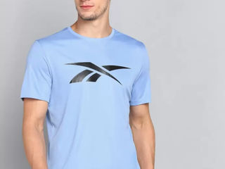 Reebok Printed Round Neck Polyester Blue