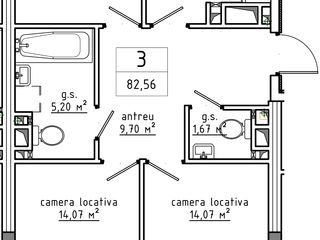 Dat în exploatare!!! Astercon Grup-sect.buiucani, apartament cu 3 camere,  82.56 m2, prețul 65222 € foto 2