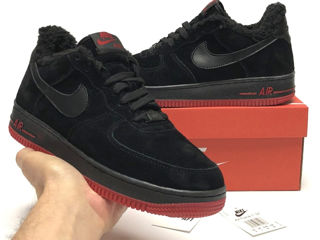 Nike Air Force 1 Low Suede Black/Red cu blana / с мехом foto 2