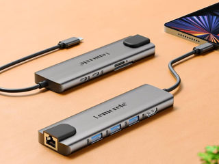 Новый USB C Hub 9 in 1 Gigabit Ethernet, 100W PD, HDMI 4K, 3 USB 2.0, 5Gbps USB C Data Port, Card foto 3