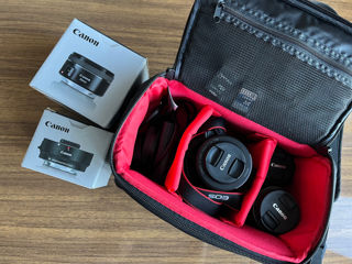 Canon EOS M50+Canon EF 50mm f/1.8, 2 объектива Kit, адаптер, сумка, ремешок, 2 SD карты