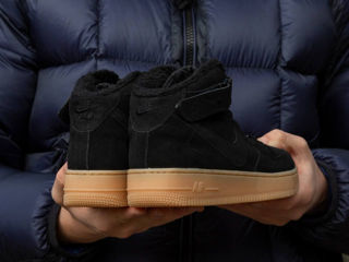 Nike Air Force 1 High Suede Black Gum cu blana / с мехом foto 4